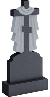 Памятник с крестом в плащанице и стелой с плечиками-уступами, арт. AR.43