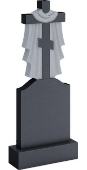 Высокий памятник с крестом в плащанице и стелой с уступами, арт. AR.60