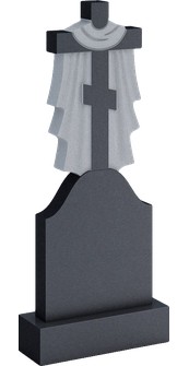 Высокий памятник с крестом в плащанице и волнистой стелой, арт. AR.77
