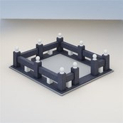 Цоколь с высокими столбиками, белыми шарами и бортами на кубиках, арт. KB.80